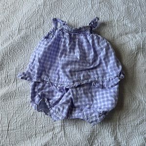 Janie and Jack purple gingham bubble 3-6 months